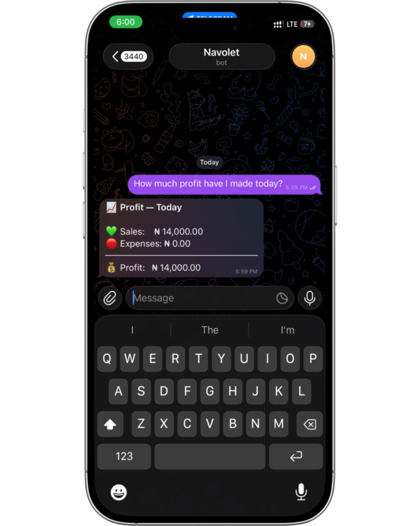 Navolet daily sales record app daily profit report on whatsapp