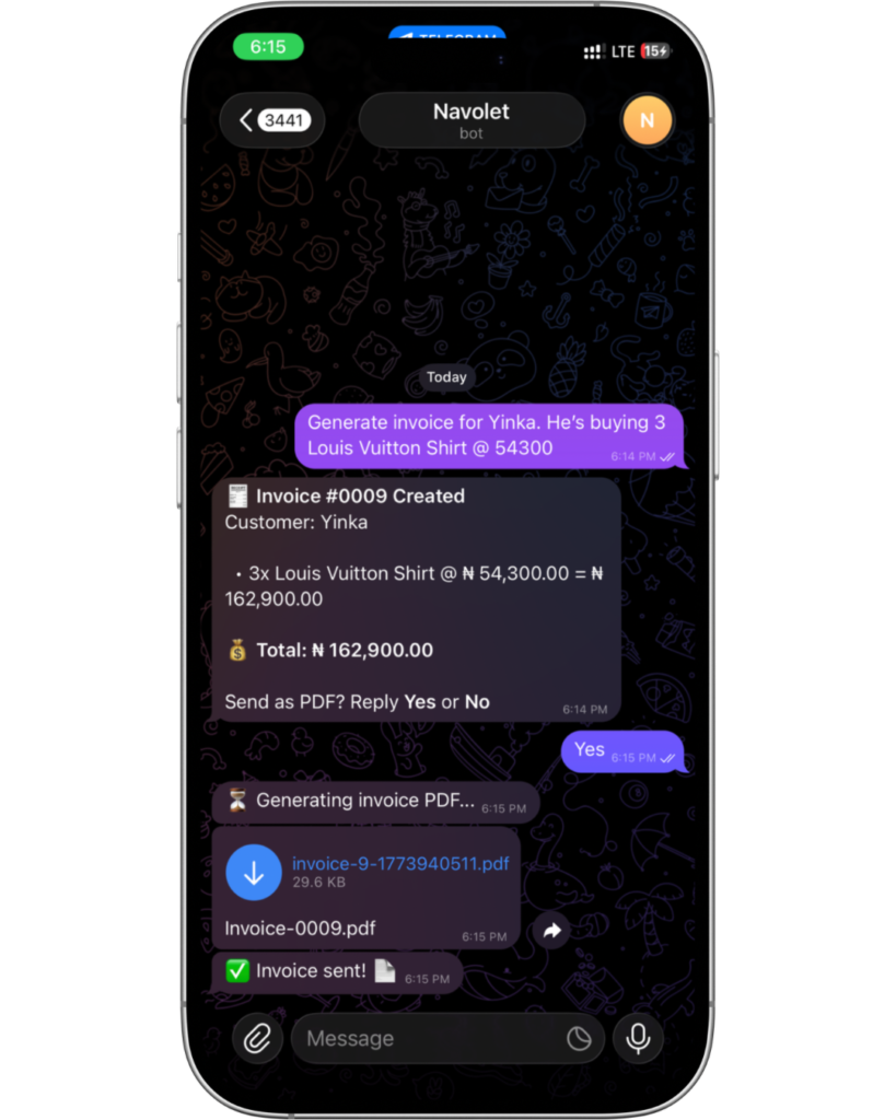 Navolet WhatsApp business app for sales record keeping in Nigeria